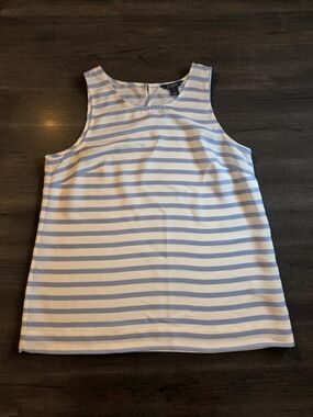 J. Crew White & Light Blue Striped Sleeveless Camisole